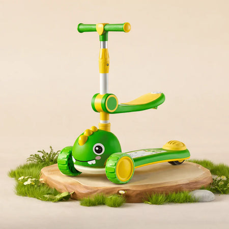 Infantes Cartoon Face Kids Scooty Green