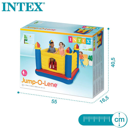 Intex Jump-O-Lene Castle Bouncer/ Jumping Castle (175 cm x 175 cm x 135 cm) - 48259