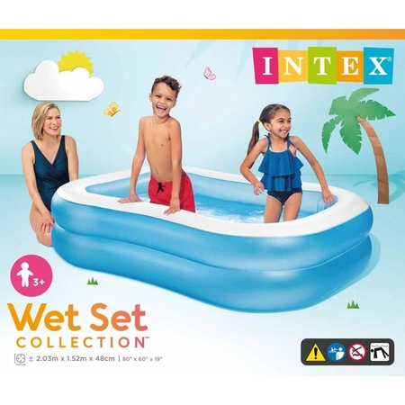 Intex Swim Center Family Swimming Pool White Blue (80 X 60 X 19) Inches - 57180
