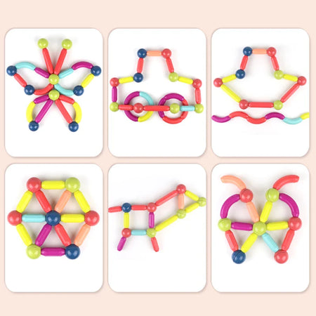 64 PCS Magnetic Building Blocks Set Early Learning Magnetic Sticks Balls Assembling Game