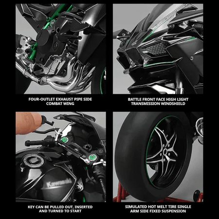 1:6 Scale Kawasaki Ninja H2R Diecast Bike With Smoke Effect