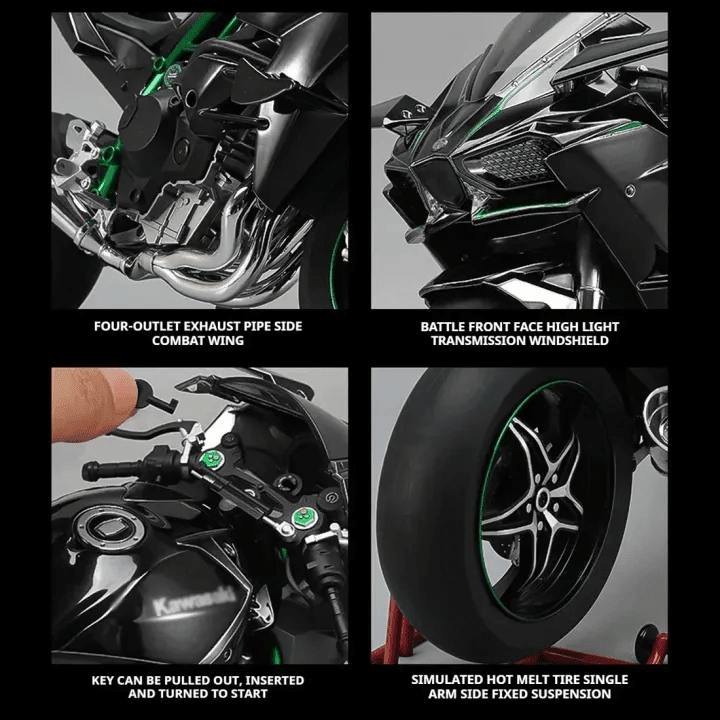 1:6 Scale Kawasaki Ninja H2R Diecast Bike With Smoke Effect