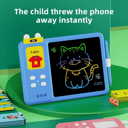 LCD Writing Tablet with English Learning Card Reader, Doodle Drawing Board and Handwriting Practice for Kids, Educational Toy