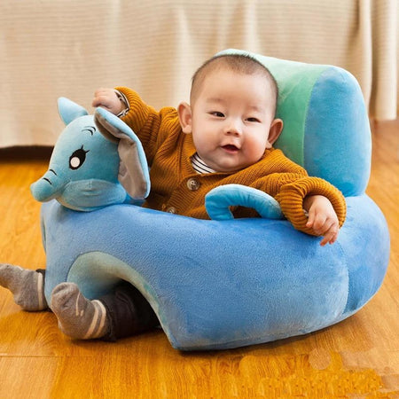 Learn to Sit with Back Support Baby Character Floor Seat with Side Handles Purple Tiger