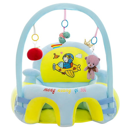 Learn to Sit with Back Support Baby Floor Seat with Toy Bar - Plane