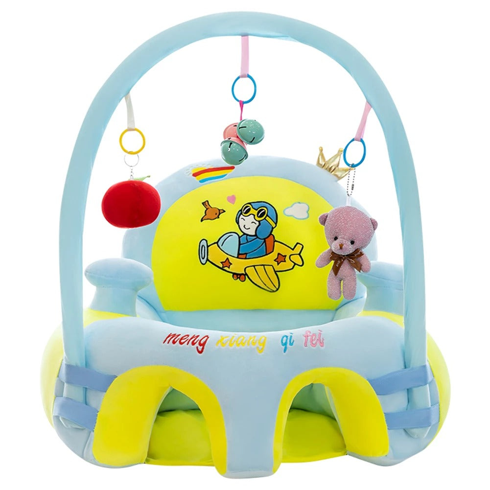 Learn to Sit with Back Support Baby Floor Seat with Toy Bar - Plane