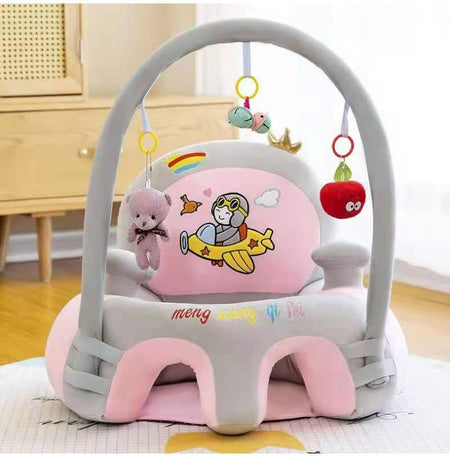 Learn to Sit with Back Support Baby Floor Seat with Toy Bar - Plane