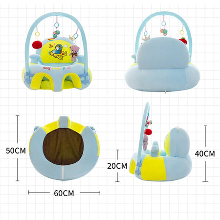 Learn to Sit with Back Support Baby Floor Seat with Toy Bar - Plane