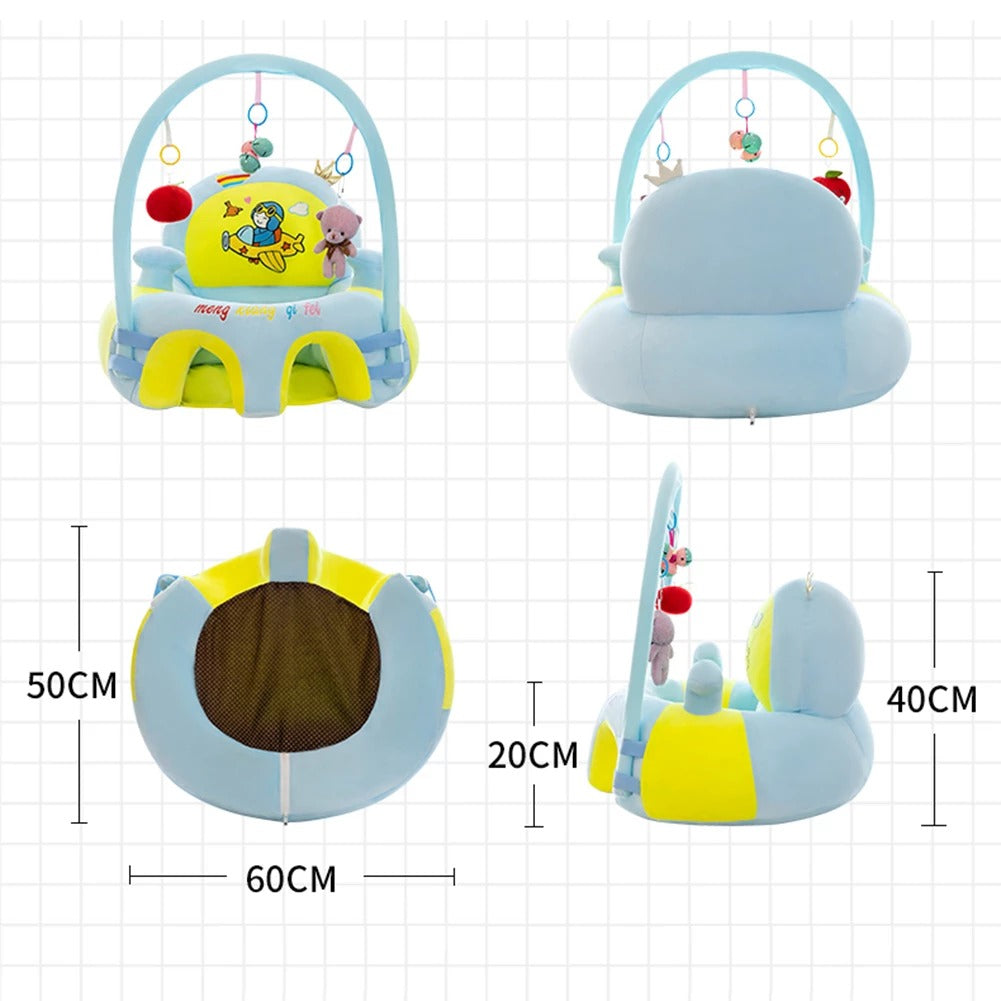 Learn to Sit with Back Support Baby Floor Seat with Toy Bar - Plane