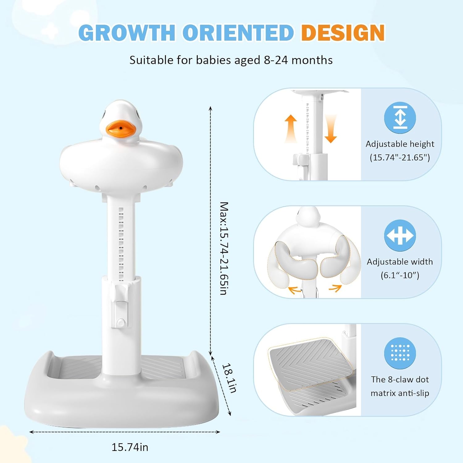 Lovely Duck Bathing Station Helper for Safe Toddler Shower