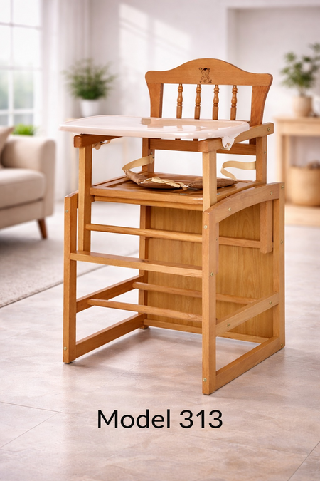 Wooden Baby Feeding High Chair With Table
