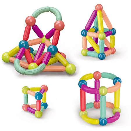 64 PCS Magnetic Building Blocks Set Early Learning Magnetic Sticks Balls Assembling Game