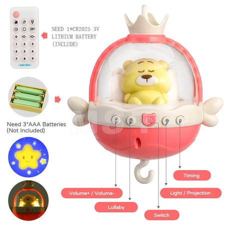 Musical Crib/Cot Mobile with Remote And Projector Pink