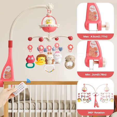 Musical Crib/Cot Mobile with Remote And Projector Pink