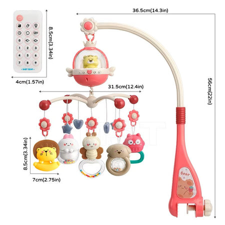 Musical Crib/Cot Mobile with Remote And Projector Pink