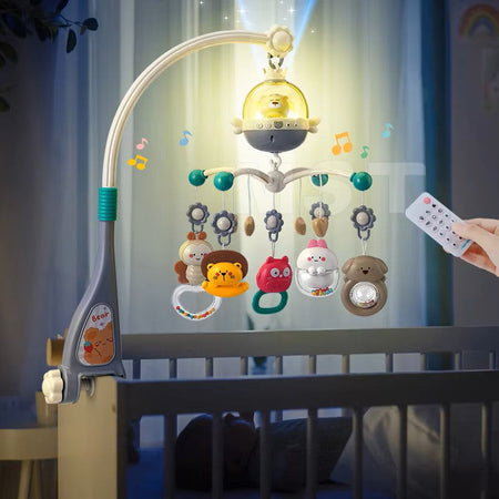 Musical Crib/Cot Mobile with Remote And Projector Grey