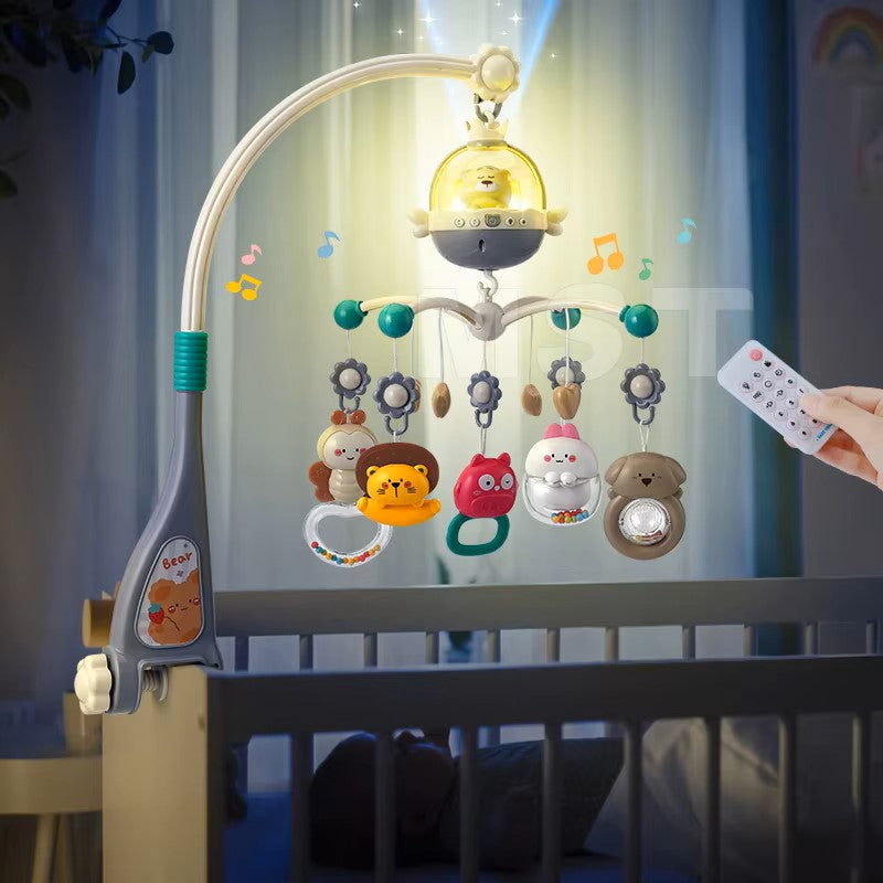 Musical Crib/Cot Mobile with Remote And Projector Grey