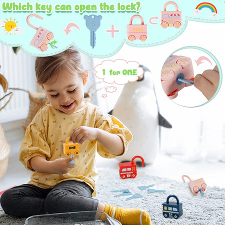 Number Recognition Matching Lock and Key Train Set – 6 pieces