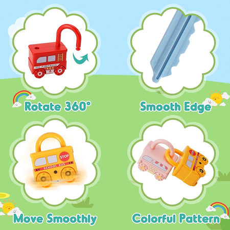 Number Recognition Matching Lock and Key Train Set – 6 pieces