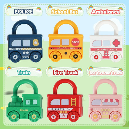 Number Recognition Matching Lock and Key Train Set – 6 pieces