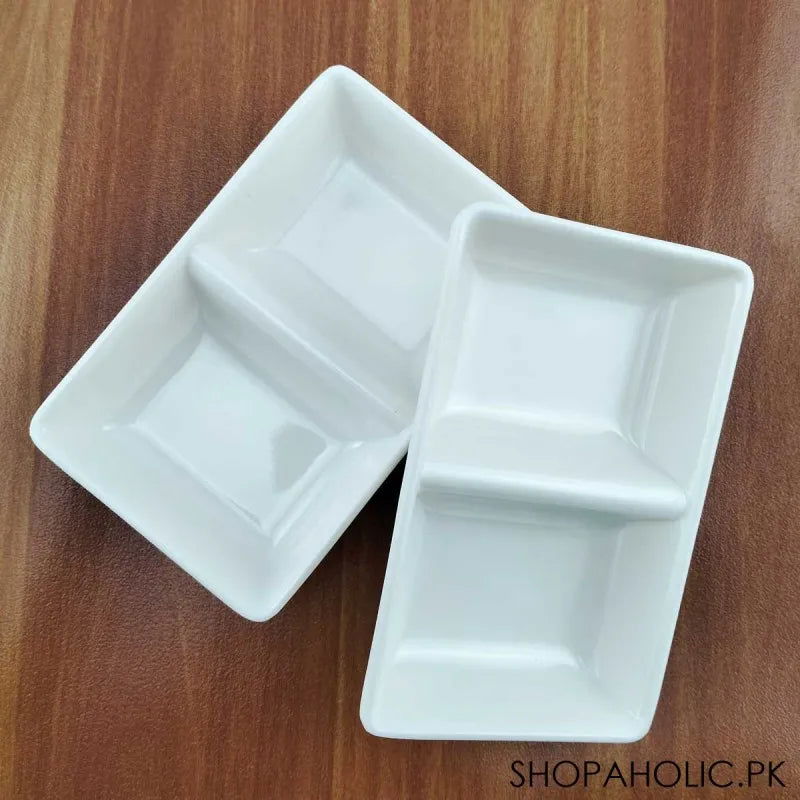 (Pack of 2) 2 Sections Melamine Pickle And Sauces Dish 