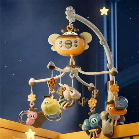 Little Bee Musical Crib/Cot Mobile Hanging Bed Bell With Remote And Projection
