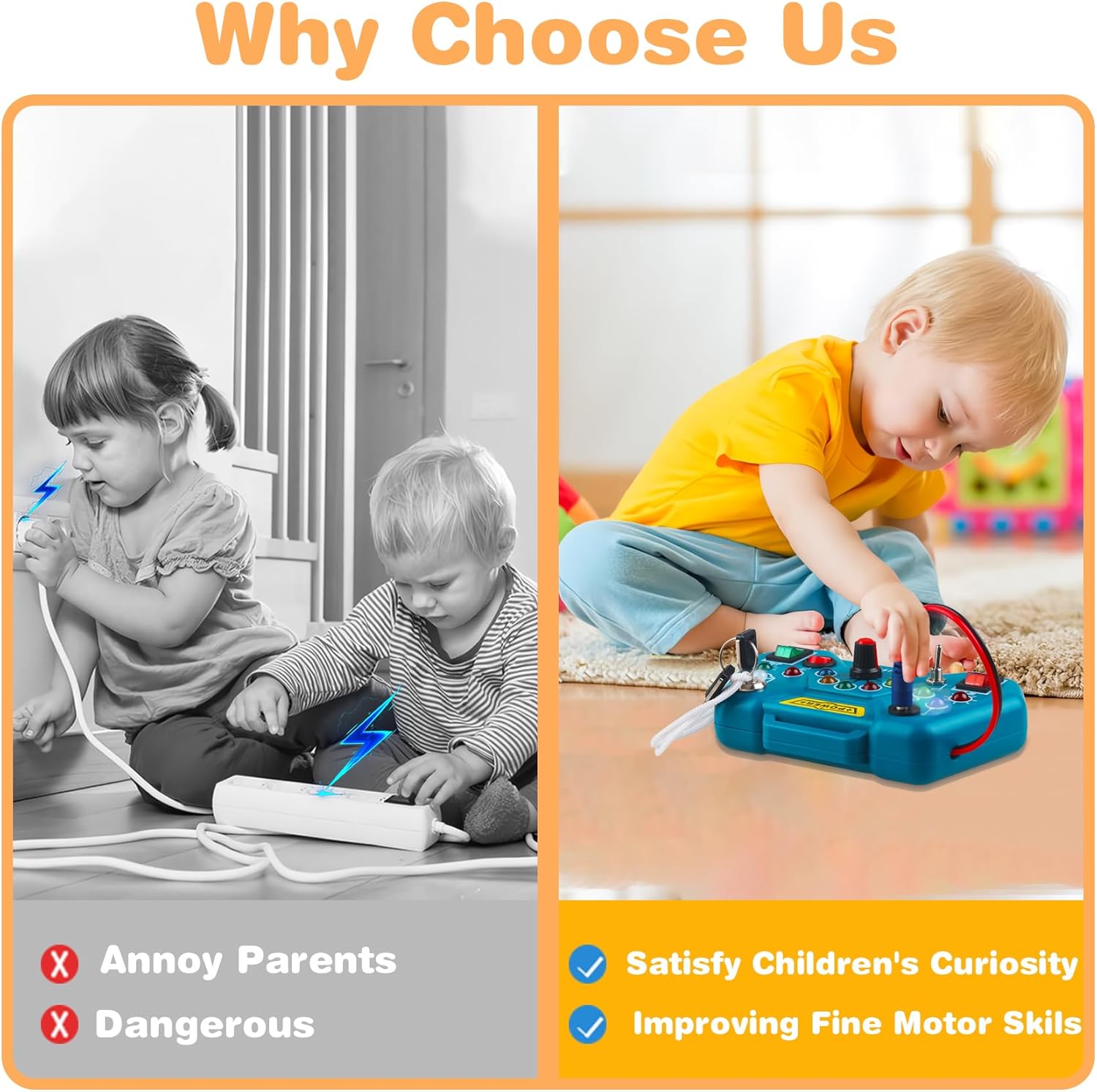 Sensory Activity Busy Board LED Light Switch Game