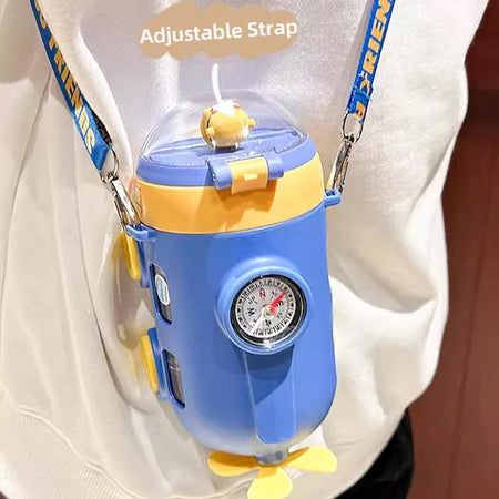 Submarine Cartoon Bottle With Straw Large Capacity 550ML