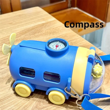 Submarine Cartoon Bottle With Straw Large Capacity 550ML