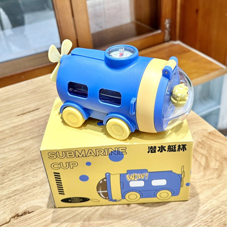 Submarine Cartoon Bottle With Straw Large Capacity 550ML