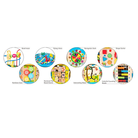Activity Cube Toys for Kids Wooden 8-in-1 Activity Blocks Educational Bead Maze Toys Boys Girls Activity Center (Large)