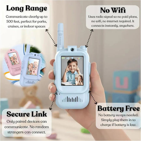 TalkiGo Mini Rechargeable Video Walkie Talkies for Kids (Pack Of 2)