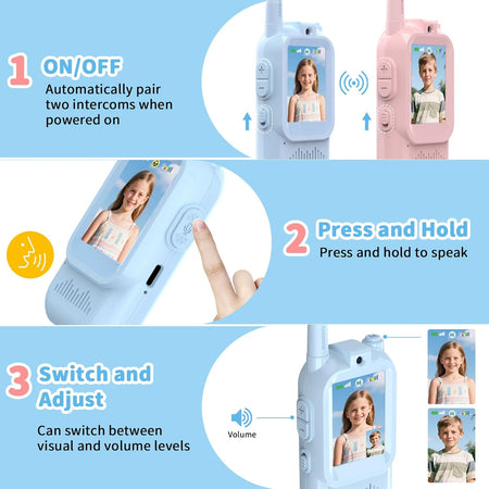 TalkiGo Mini Rechargeable Video Walkie Talkies for Kids (Pack Of 2)