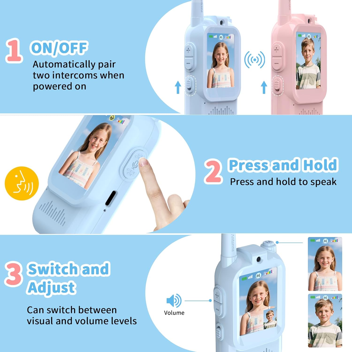TalkiGo Mini Rechargeable Video Walkie Talkies for Kids (Pack Of 2)