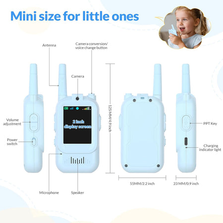 TalkiGo Mini Rechargeable Video Walkie Talkies for Kids (Pack Of 2)