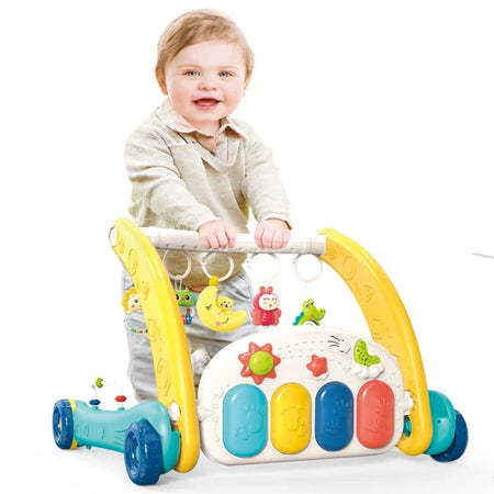 Joyous 2 in 1 Baby Musical Piano Play Mat With Push Walker Blue