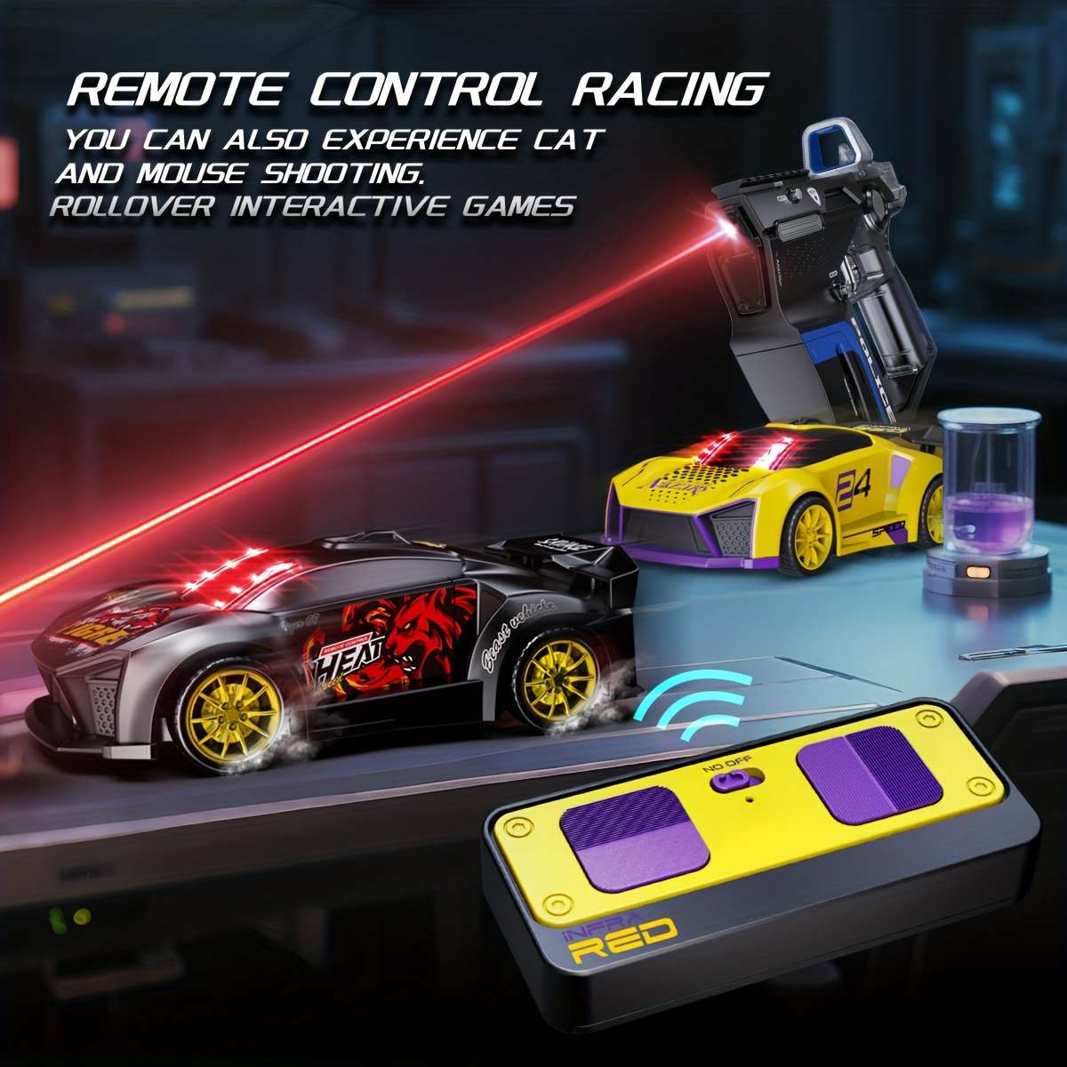 Toy Infrared Laser Gun & Remote Control Car | Car Shooting Game