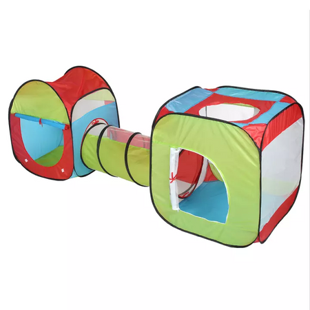 3 in 1 Tunnel Play Tent House + Free 50 Balls