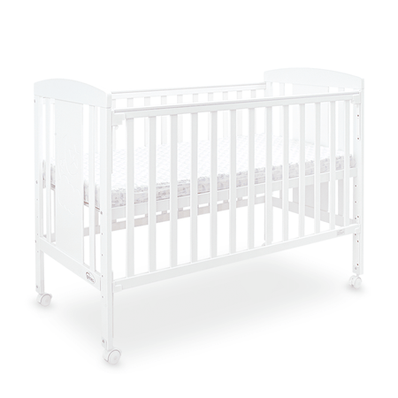 Tinnies White Wooden Baby Cot with Adjustable Side Panel, Wheels & Mosquito Net (0–4 Years, Up to 18 kg)