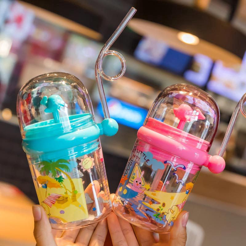 250ML Baby Drinking Whale Tumbler with Straw and Lid Cup – Water Released Thru Blowhole – Bendy Straw Spill Proof