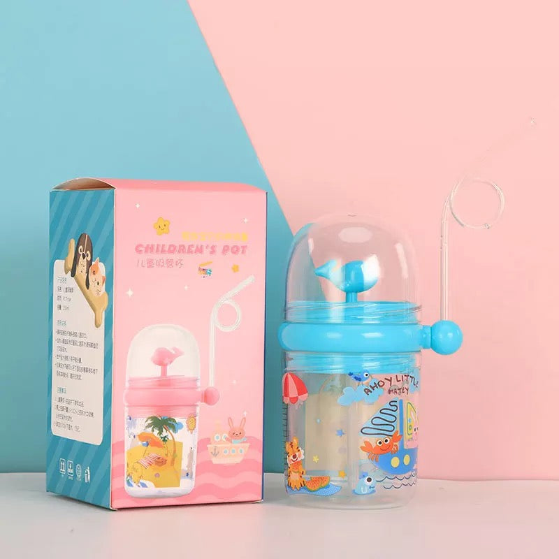 250ML Baby Drinking Whale Tumbler with Straw and Lid Cup – Water Released Thru Blowhole – Bendy Straw Spill Proof