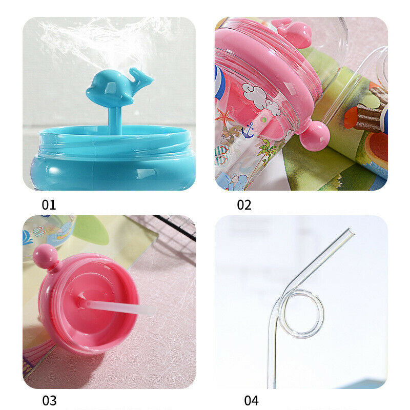 250ML Baby Drinking Whale Tumbler with Straw and Lid Cup – Water Released Thru Blowhole – Bendy Straw Spill Proof