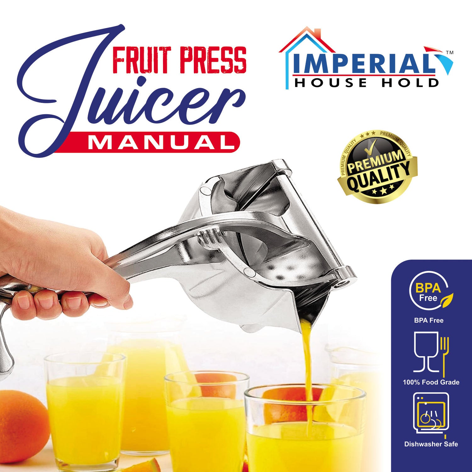 Imperial Fruit Press Juicer Manual/alloy Lemon Squeezer/heavy Duty Hand Press Detachable Easy Fresh Fruit Juicer Press Handheld Fruit Juice Squeezer main image