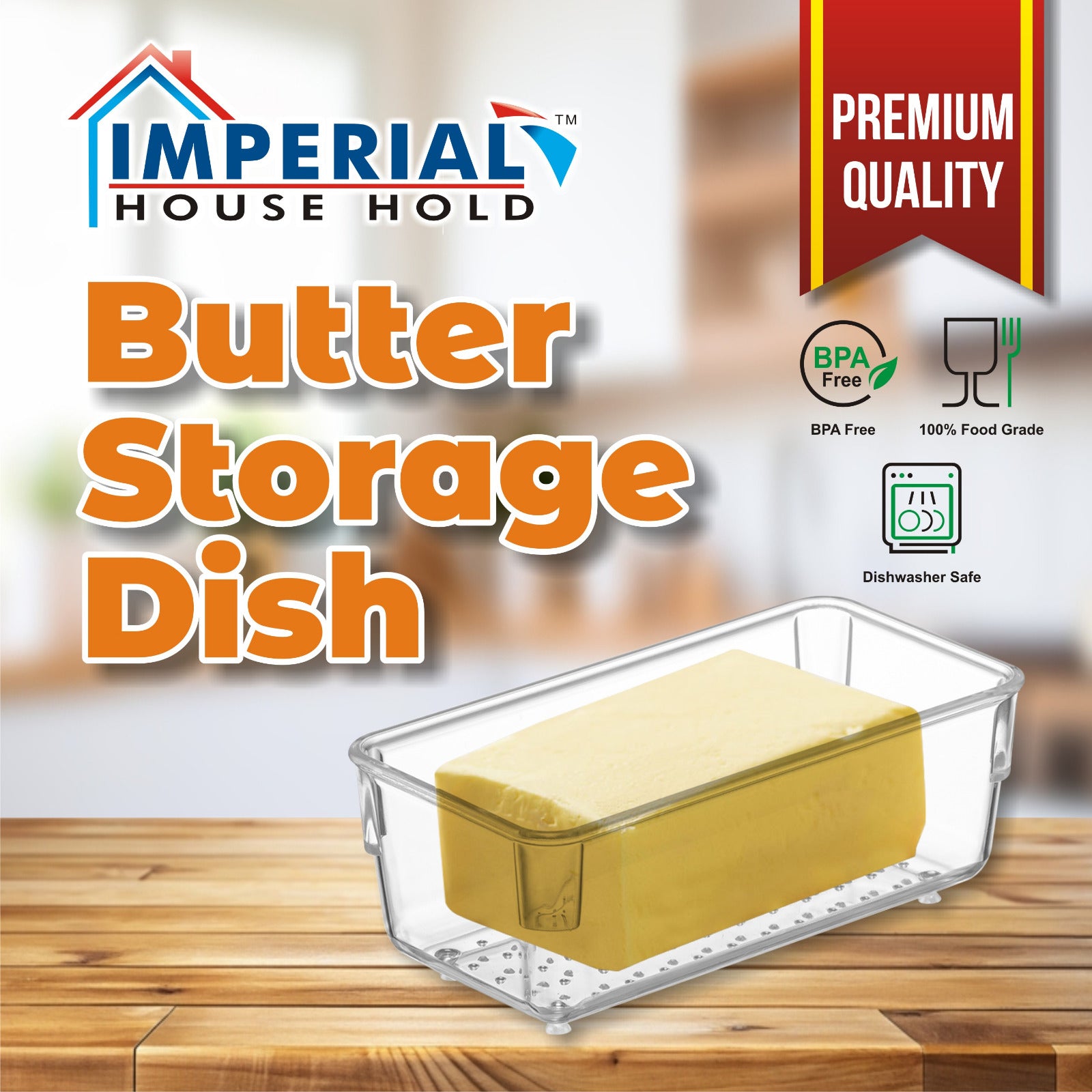 Imperial 2pcs Butter Pot Dish Set/ Acrylic Butter Dish For Serving main image