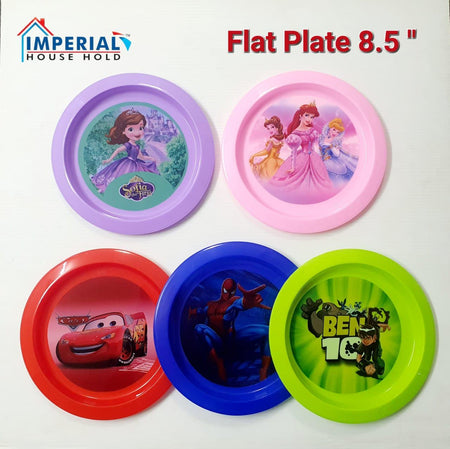 Kids Flat Plastic Plates 8.5? For Meal main image