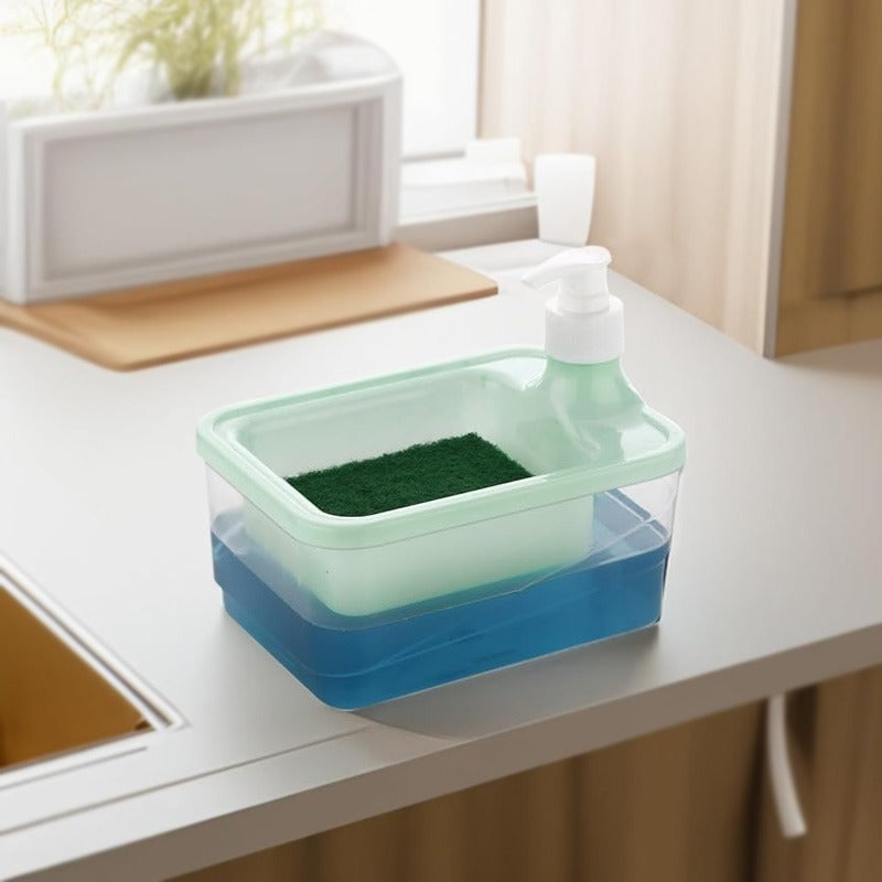 2-in-1 Soap Dispenser and Sponge Holder – Kitchen Sink Organizer with Included Sponge image 3