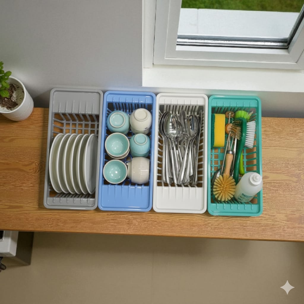 Adjustable In-Sink Dish Drying Rack | Kitchen Sink Drainer Basket for Plates & Produce image 2