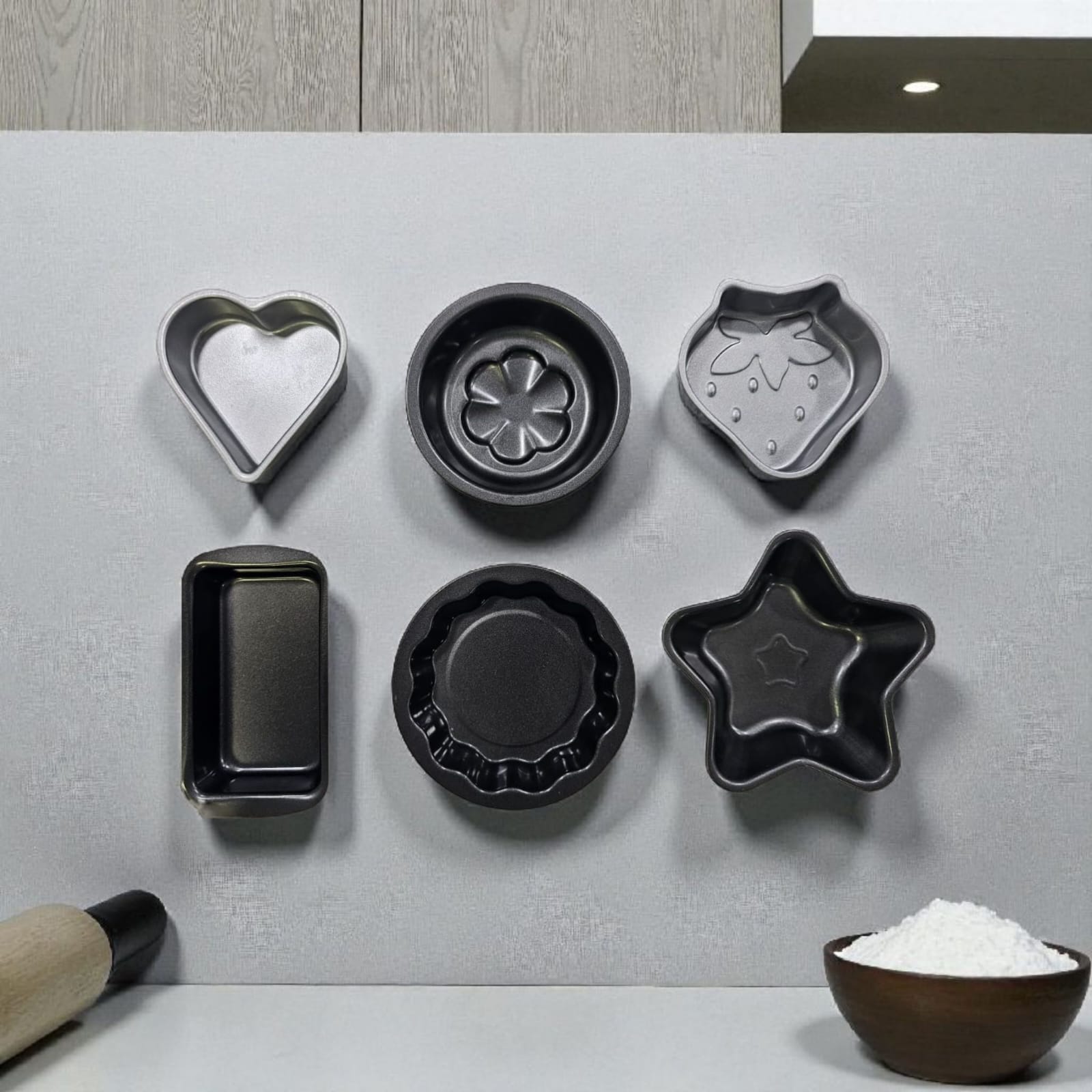 1-Piece Non-Stick Mini Cake Pan & Muffin Mold Set | Assorted Dessert Baking Tins (Heart, Star, Strawberry) image 2
