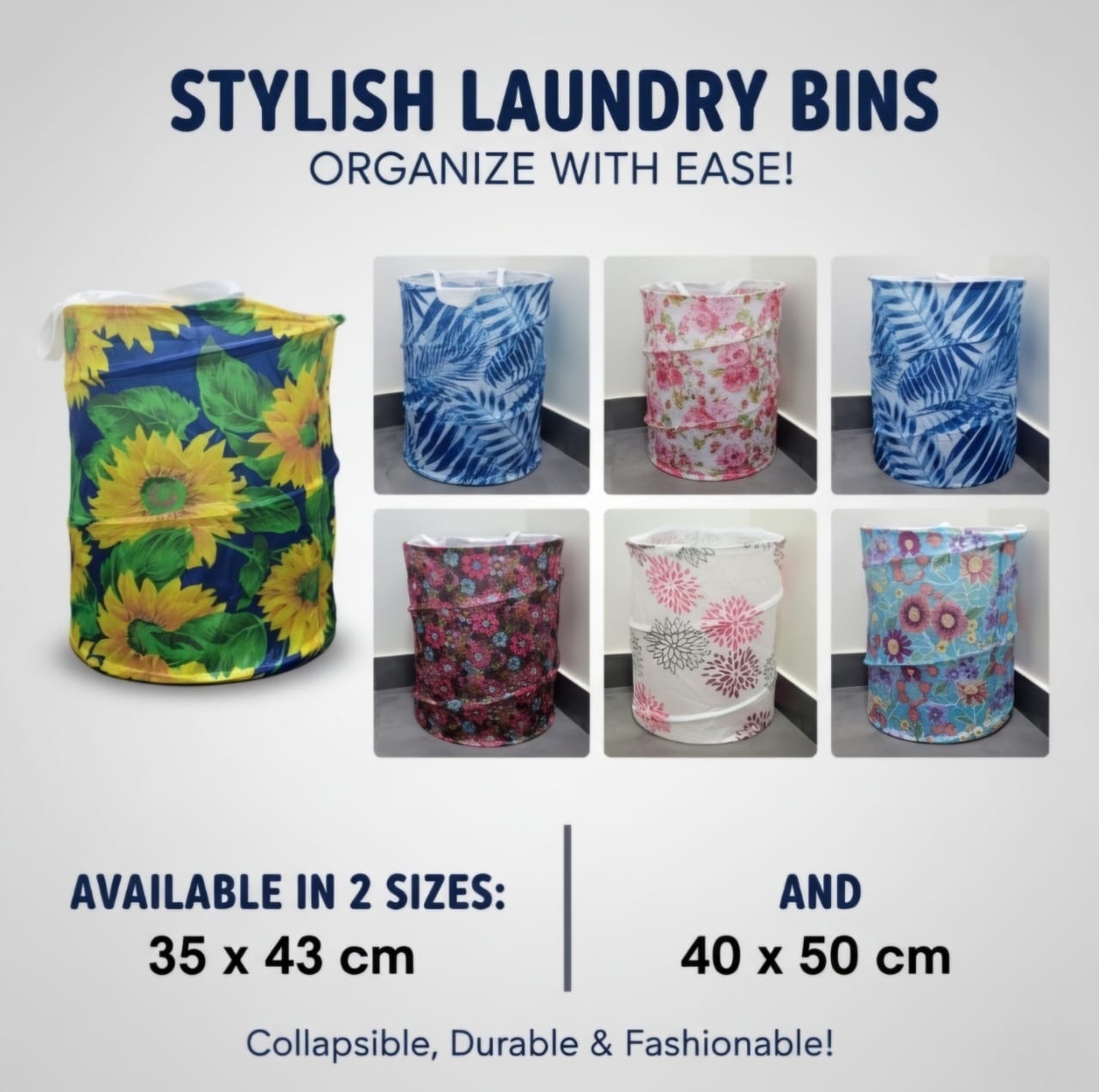 Stylish Foldable Laundry Bins: Smart Space Saver for Easy Organization-1Pc image 2