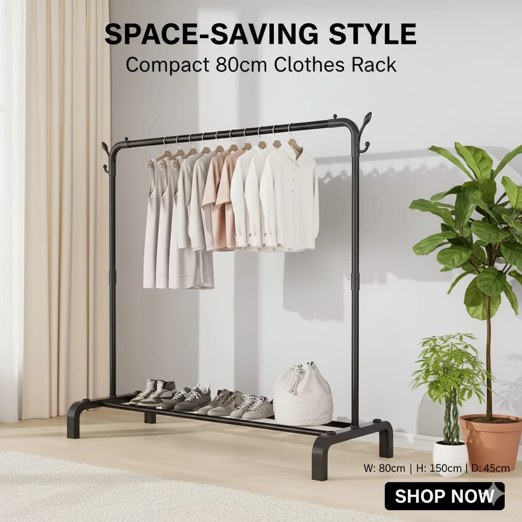 Heavy Duty Metal Garment Rack with Storage Shelf main image